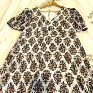 Express metallic puff sleeve dress, Size:XL